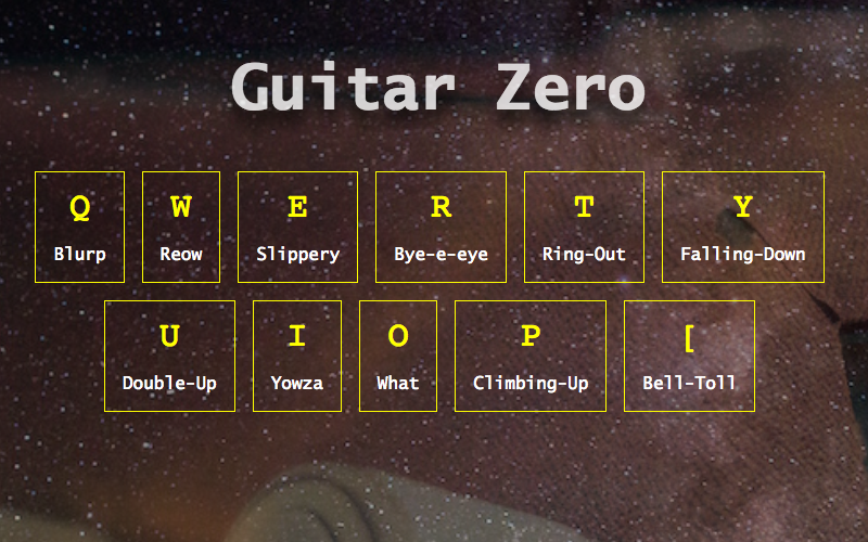 Screenshot of Guitar Zero app, which plays guitar sounds with JavaScript